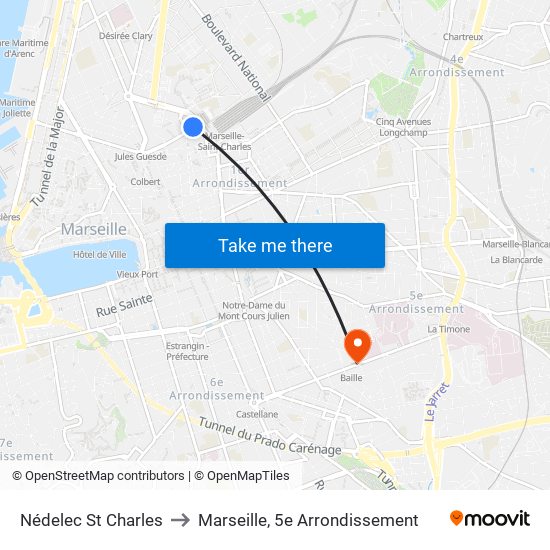 Nédelec St Charles to Marseille, 5e Arrondissement map