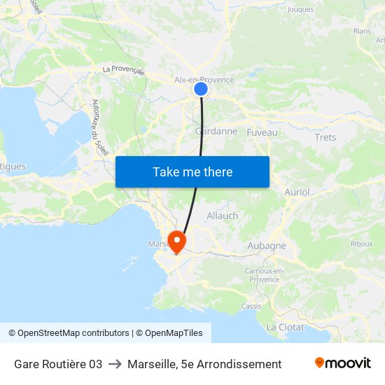 Gare Routière 03 to Marseille, 5e Arrondissement map