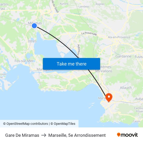 Gare De Miramas to Marseille, 5e Arrondissement map