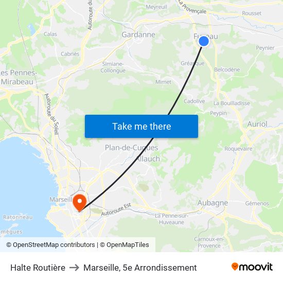 Halte Routière to Marseille, 5e Arrondissement map