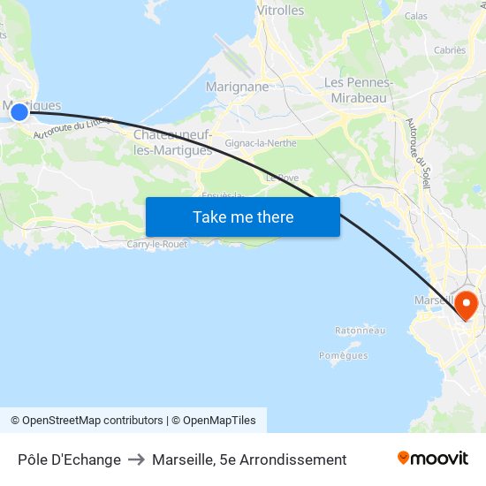 Pôle D'Echange to Marseille, 5e Arrondissement map