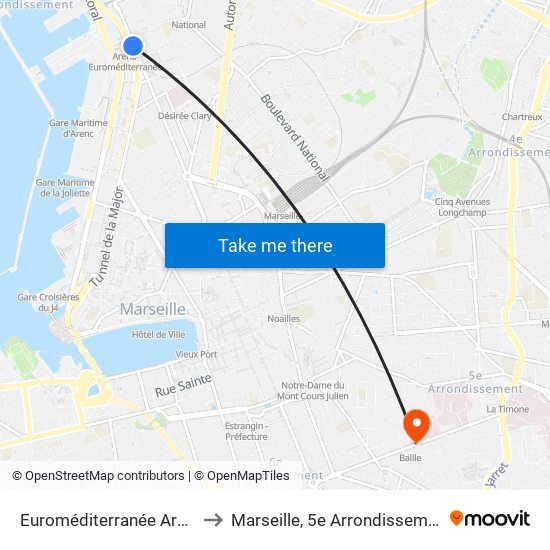 Euroméditerranée Arenc to Marseille, 5e Arrondissement map