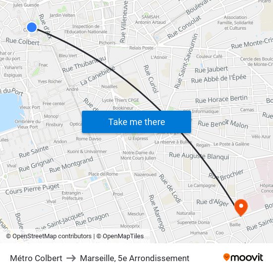 Métro Colbert to Marseille, 5e Arrondissement map