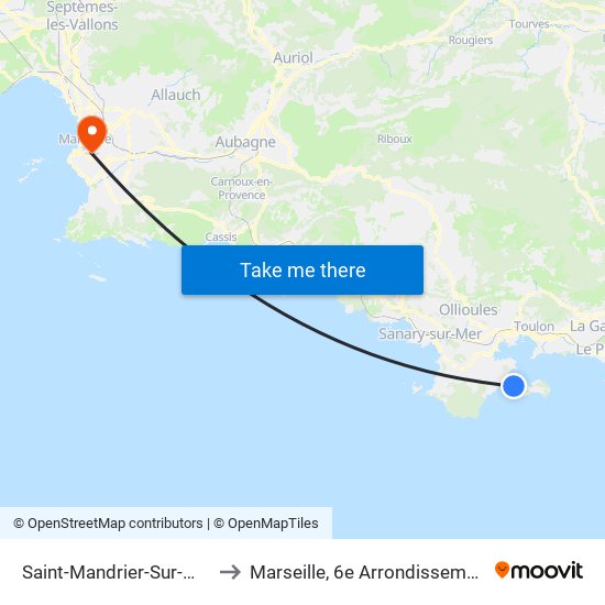 Saint-Mandrier-Sur-Mer to Marseille, 6e Arrondissement map