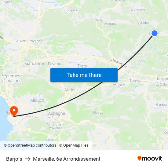 Barjols to Marseille, 6e Arrondissement map