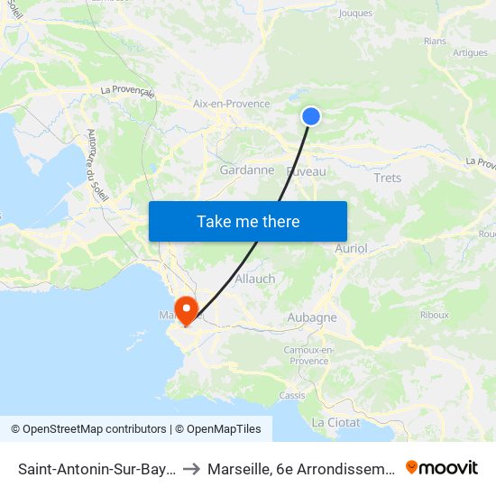 Saint-Antonin-Sur-Bayon to Marseille, 6e Arrondissement map