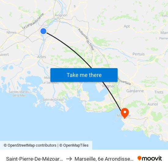 Saint-Pierre-De-Mézoargues to Marseille, 6e Arrondissement map