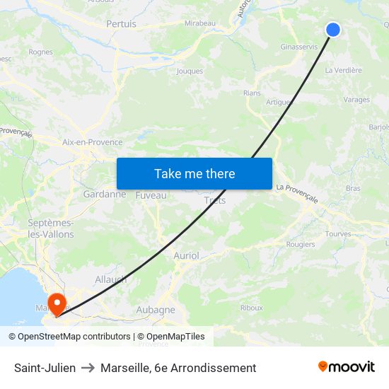 Saint-Julien to Marseille, 6e Arrondissement map