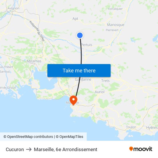 Cucuron to Marseille, 6e Arrondissement map