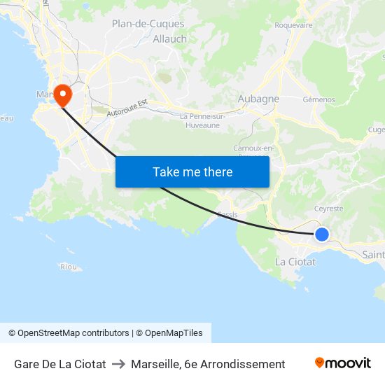 Gare De La Ciotat to Marseille, 6e Arrondissement map