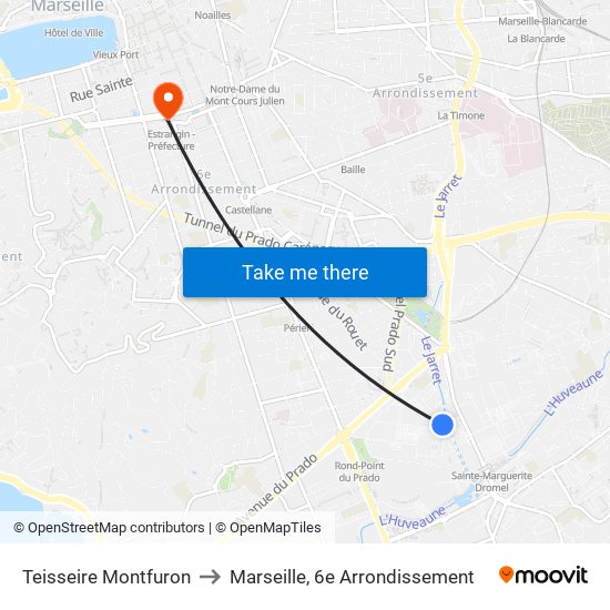 Teisseire Montfuron to Marseille, 6e Arrondissement map