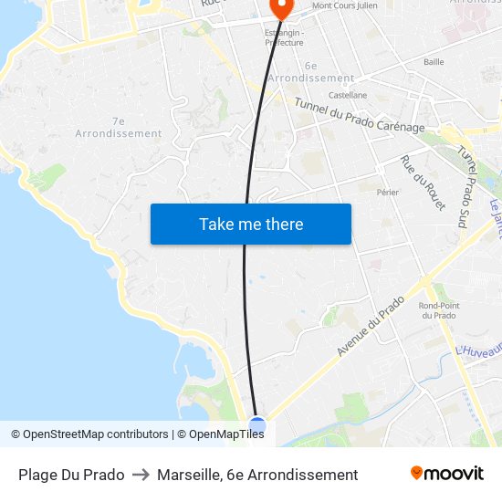 Plage Du Prado to Marseille, 6e Arrondissement map