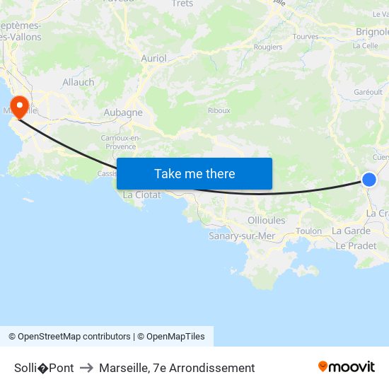 Solli�Pont to Marseille, 7e Arrondissement map