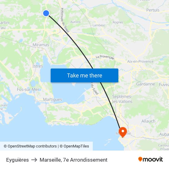 Eyguières to Marseille, 7e Arrondissement map