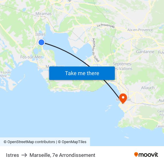 Istres to Marseille, 7e Arrondissement map