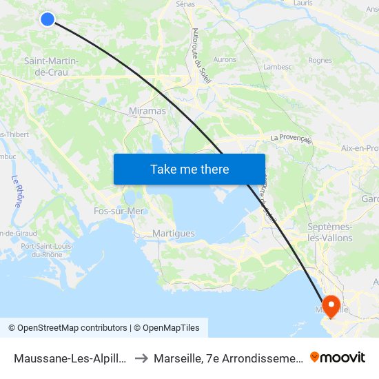 Maussane-Les-Alpilles to Marseille, 7e Arrondissement map