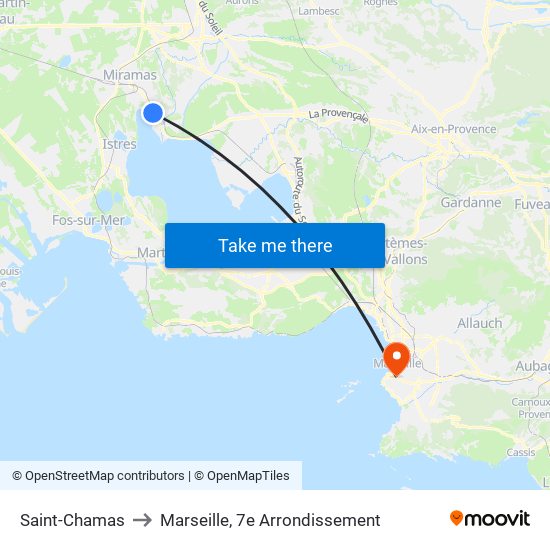 Saint-Chamas to Marseille, 7e Arrondissement map