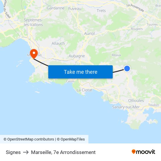 Signes to Marseille, 7e Arrondissement map