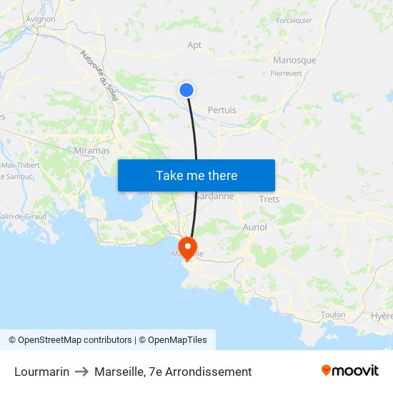 Lourmarin to Marseille, 7e Arrondissement map