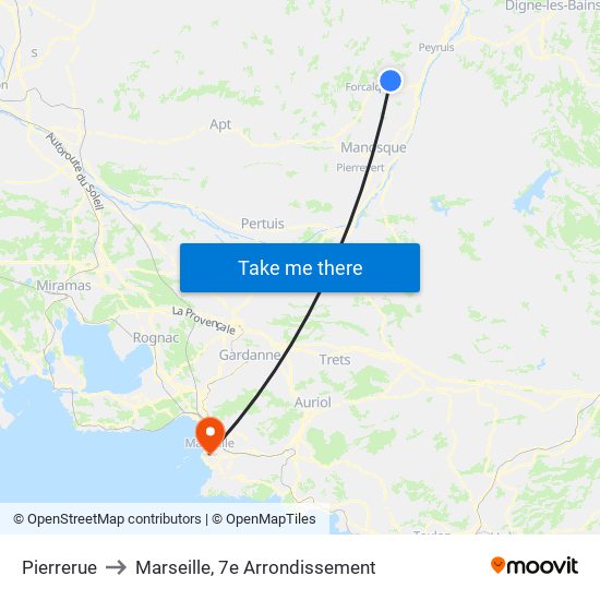 Pierrerue to Marseille, 7e Arrondissement map