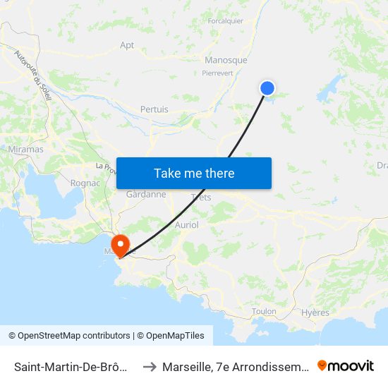 Saint-Martin-De-Brômes to Marseille, 7e Arrondissement map
