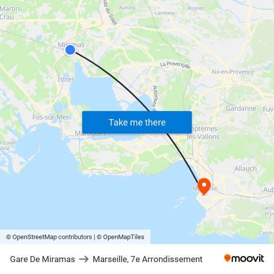 Gare De Miramas to Marseille, 7e Arrondissement map