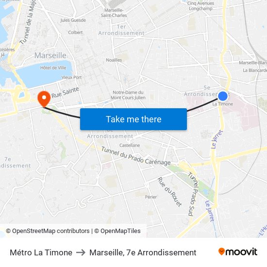 Métro La Timone to Marseille, 7e Arrondissement map