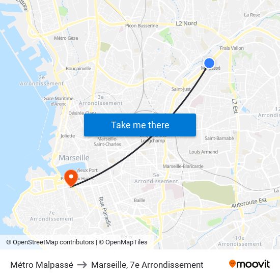 Métro Malpassé to Marseille, 7e Arrondissement map