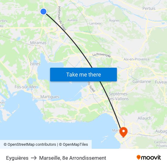 Eyguières to Marseille, 8e Arrondissement map