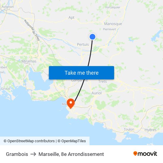 Grambois to Marseille, 8e Arrondissement map