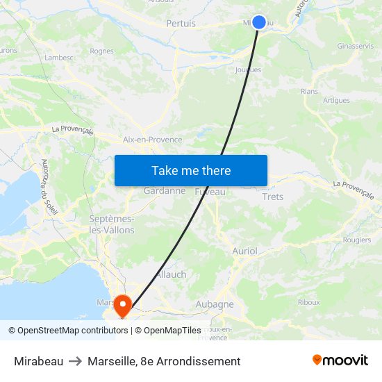 Mirabeau to Marseille, 8e Arrondissement map