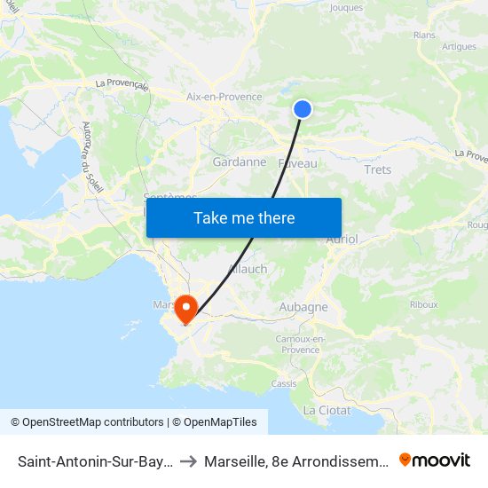 Saint-Antonin-Sur-Bayon to Marseille, 8e Arrondissement map