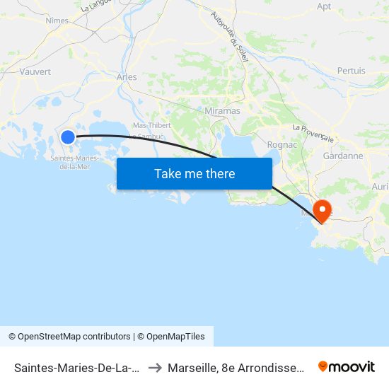 Saintes-Maries-De-La-Mer to Marseille, 8e Arrondissement map