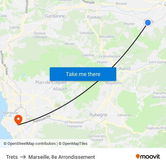 Trets to Marseille, 8e Arrondissement map