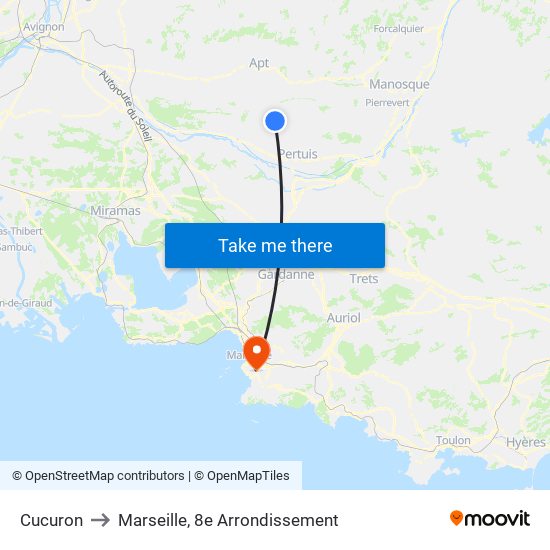 Cucuron to Marseille, 8e Arrondissement map
