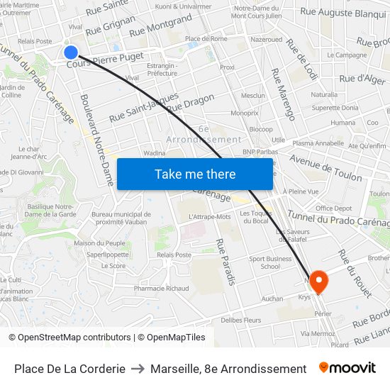 Place De La Corderie to Marseille, 8e Arrondissement map