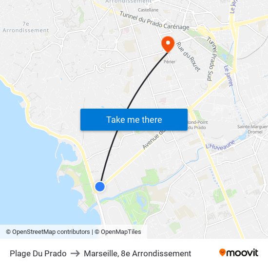 Plage Du Prado to Marseille, 8e Arrondissement map