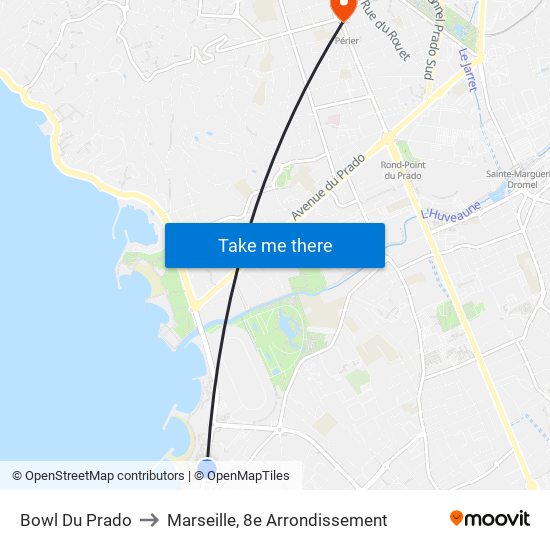 Bowl Du Prado to Marseille, 8e Arrondissement map