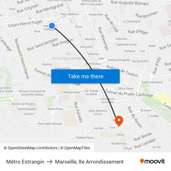 Métro Estrangin to Marseille, 8e Arrondissement map