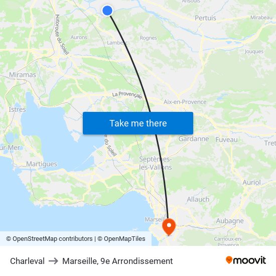 Charleval to Marseille, 9e Arrondissement map