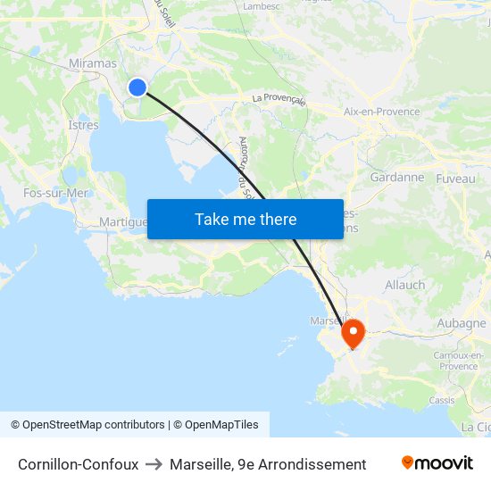 Cornillon-Confoux to Marseille, 9e Arrondissement map