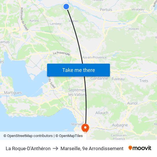 La Roque-D'Anthéron to Marseille, 9e Arrondissement map