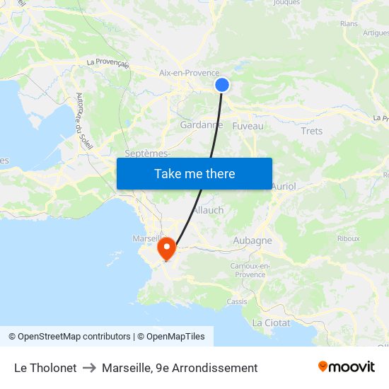 Le Tholonet to Marseille, 9e Arrondissement map