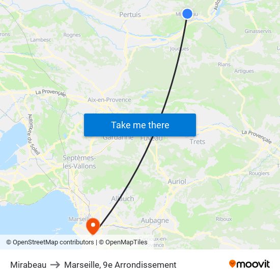 Mirabeau to Marseille, 9e Arrondissement map