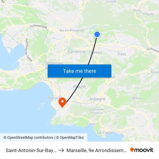 Saint-Antonin-Sur-Bayon to Marseille, 9e Arrondissement map