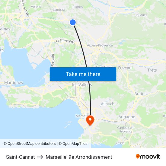 Saint-Cannat to Marseille, 9e Arrondissement map