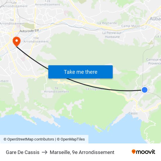 Gare De Cassis to Marseille, 9e Arrondissement map