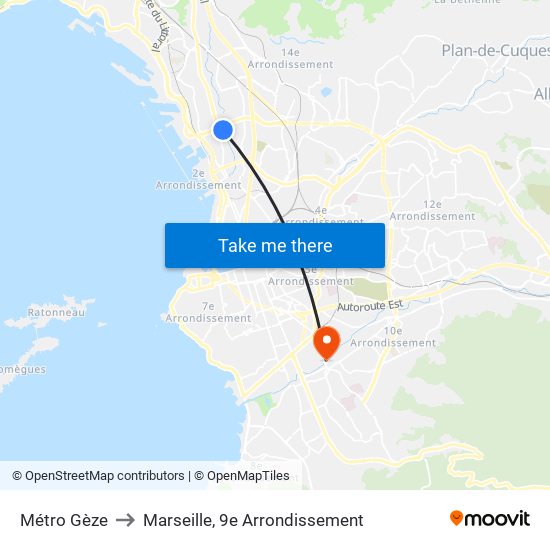 Métro Gèze to Marseille, 9e Arrondissement map