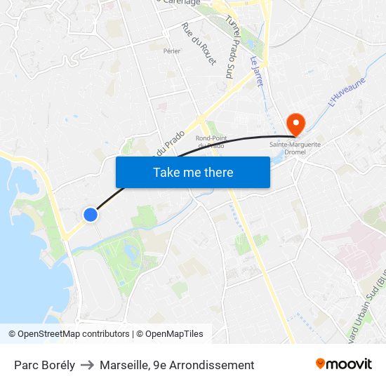 Parc Borély to Marseille, 9e Arrondissement map