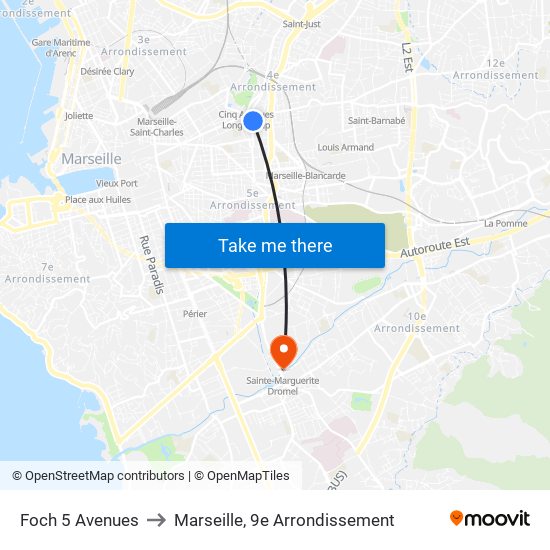 Foch 5 Avenues to Marseille, 9e Arrondissement map
